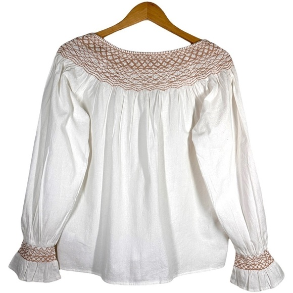NWOT Faherty Laura Embroidered Smock Neck Top S - Picture 8 of 8